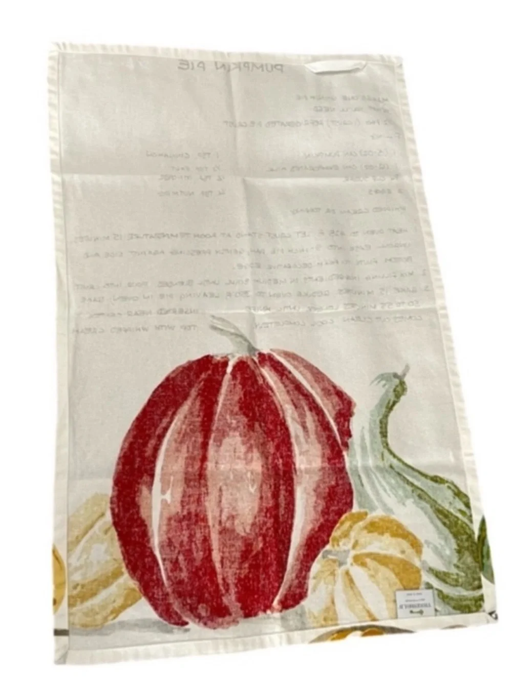 Threshold Kitchen Pumpkin Pie Towel 100% Cotton Cream Orange Red Green
